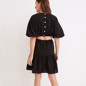 Madewell Black Ruffled Puff Sleeve Sundress